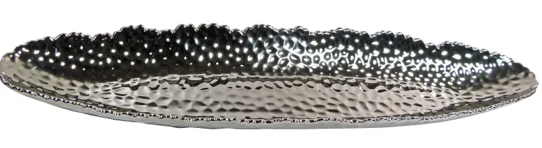 Schale silber Keramik B/L: ca. 12x49,5 cm