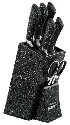SCHÄFER Messerblock Marble Black schwarz Edelstahl 7 tlg.
