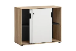 Schiebetürenschrank Emmik weiß matt Eiche Eiche weiß Nachbildung B/H/T: ca. 100,1x83,6x41 cm
