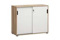 Schiebetürenschrank Emmik weiß matt Eiche Eiche weiß Nachbildung B/H/T: ca. 100,1x83,6x41 cm