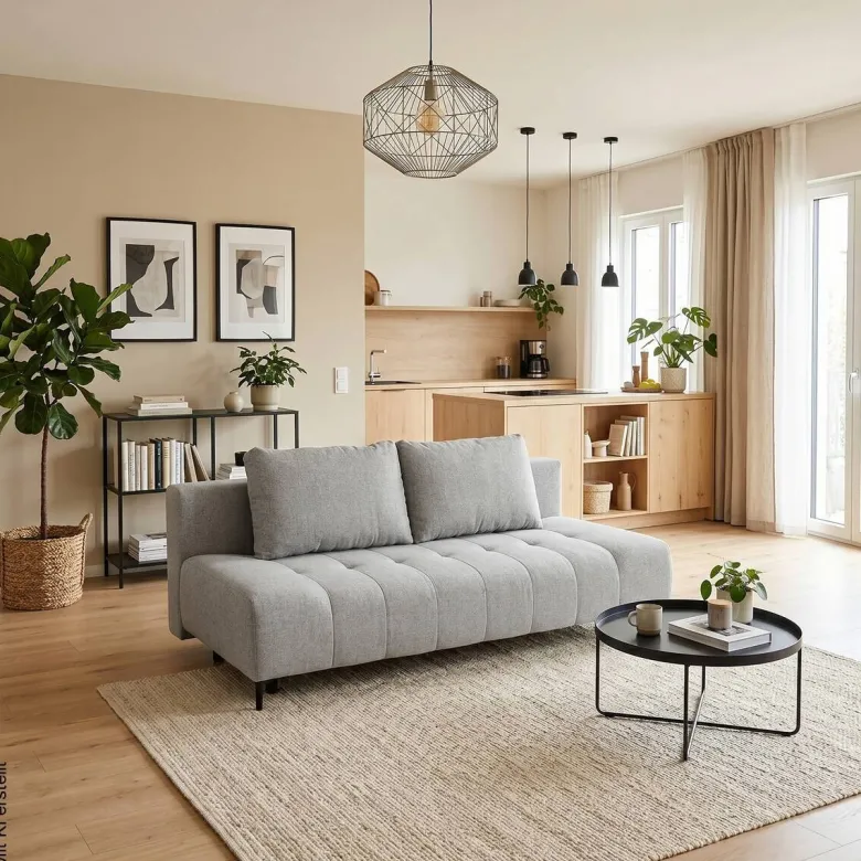 Schlafsofa Alicante hellgrau Webstoff B/H/T: ca. 195x88x95 cm