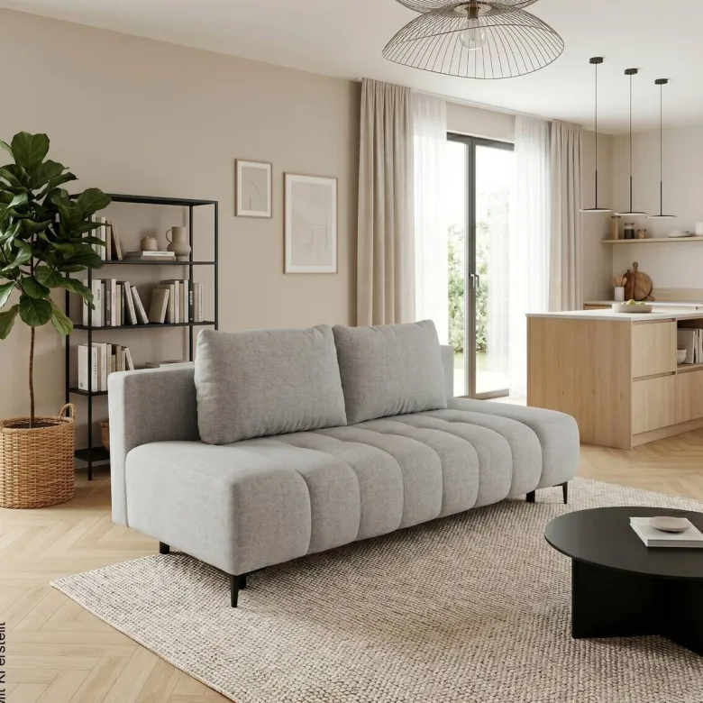 Schlafsofa Alicante hellgrau Webstoff B/H/T: ca. 195x88x95 cm