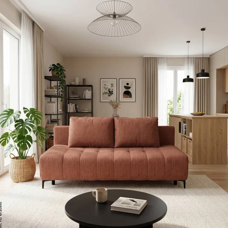 Schlafsofa Alicante terracotta Webstoff B/H/T: ca. 195x88x95 cm