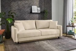 Schlafsofa beige Polyester B/H/T: ca. 217x86x94 cm