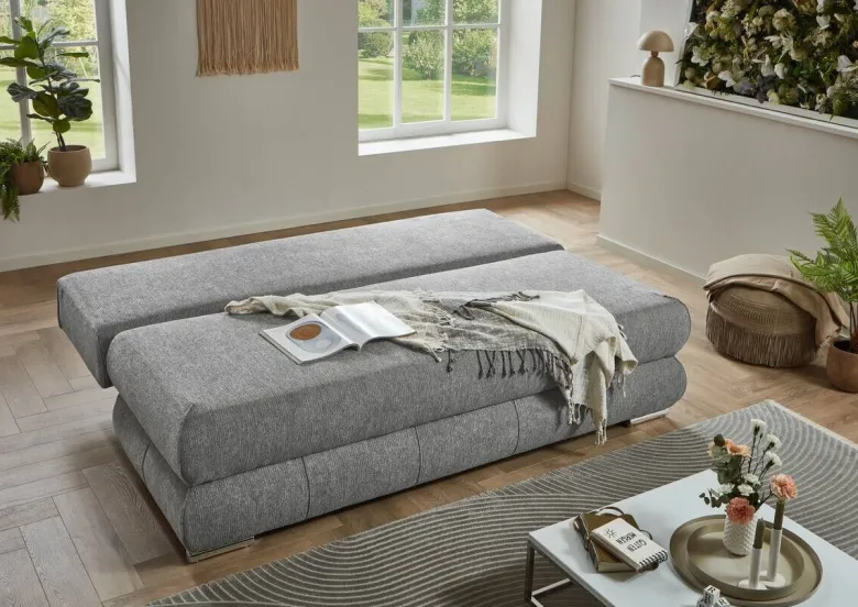 Schlafsofa Biel silber Microfaser B/H/T: ca. 199x97x95 cm