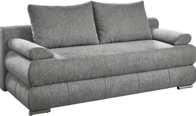 Schlafsofa Biel silber Microfaser B/H/T: ca. 199x97x95 cm