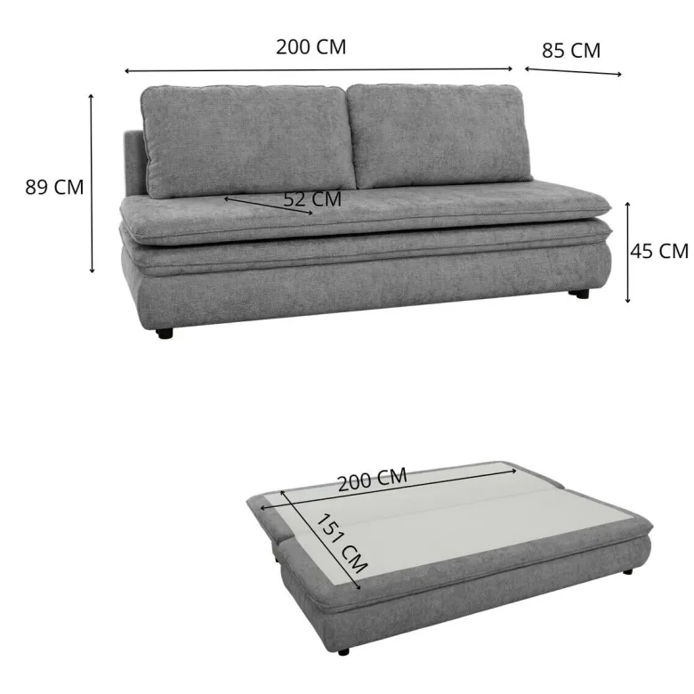 Schlafsofa Fiesta grau Microfaser B/H/T: ca. 200x89x85 cm