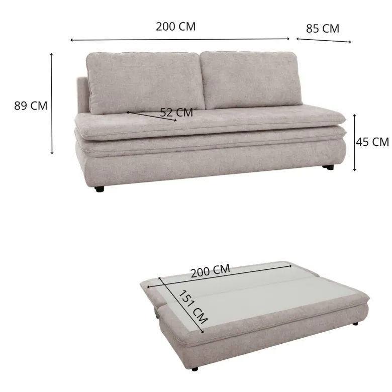 Schlafsofa Fiesta Greige Microfaser B/H/T: ca. 200x89x85 cm