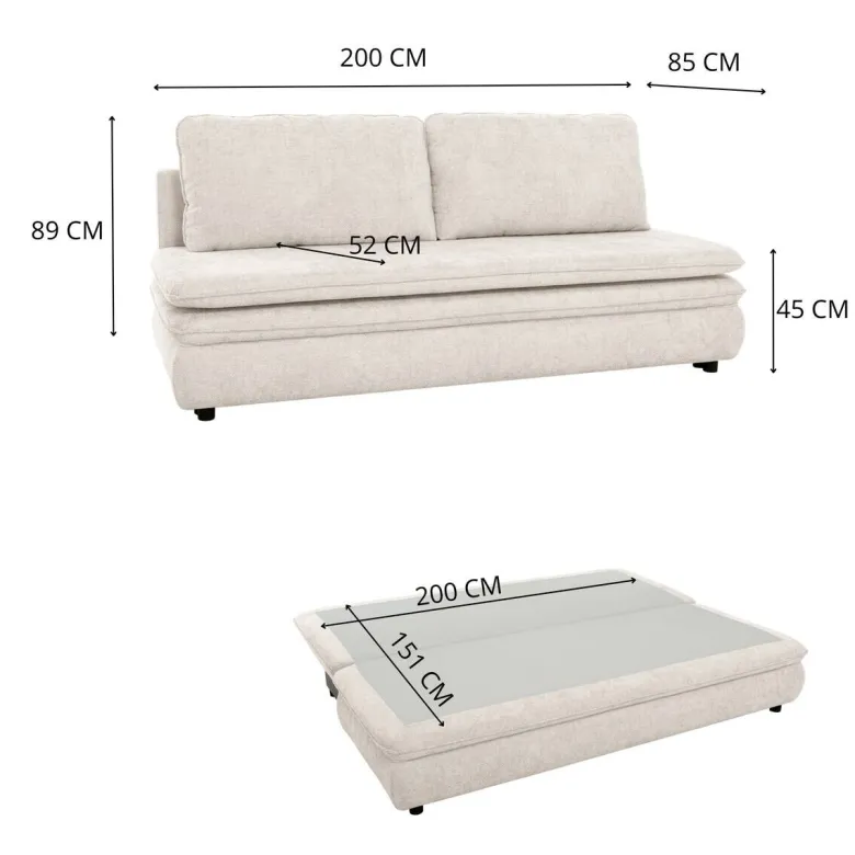 Schlafsofa Fiesta pearl Microfaser B/H/T: ca. 200x89x85 cm