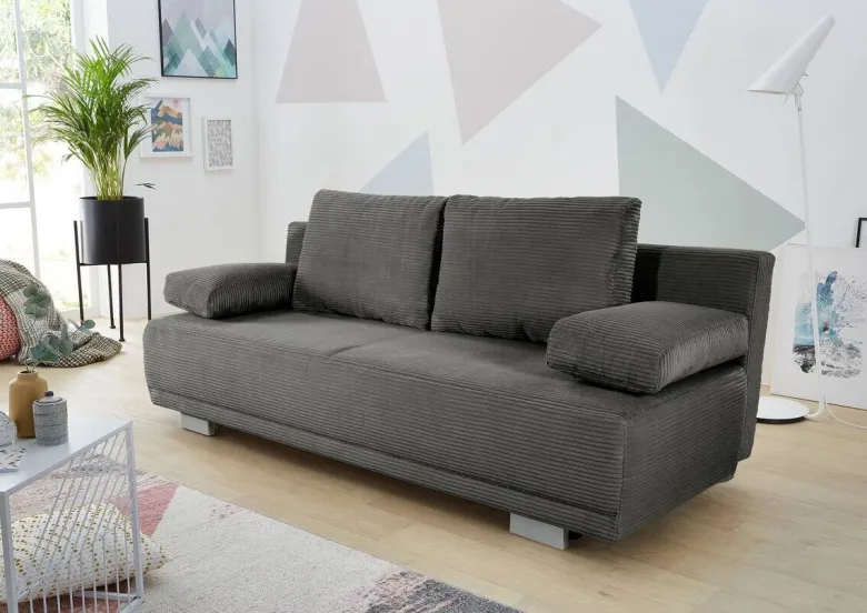 Schlafsofa grau Microfaser B/H/T: ca. 196x78x82 cm