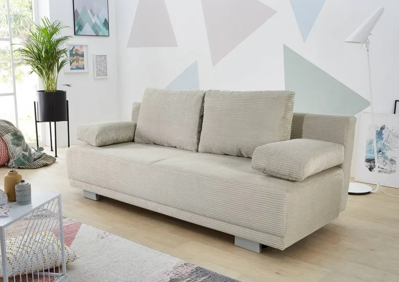Schlafsofa Greige Microfaser B/H/T: ca. 196x78x82 cm