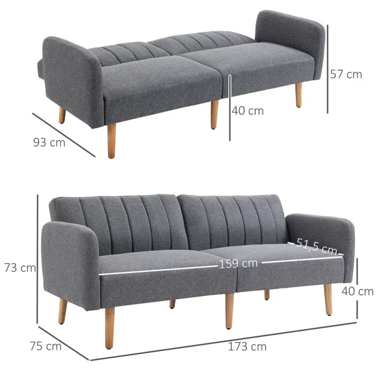 Schlafsofa 839-214GY grau B/H/T: ca. 173x73x75 cm