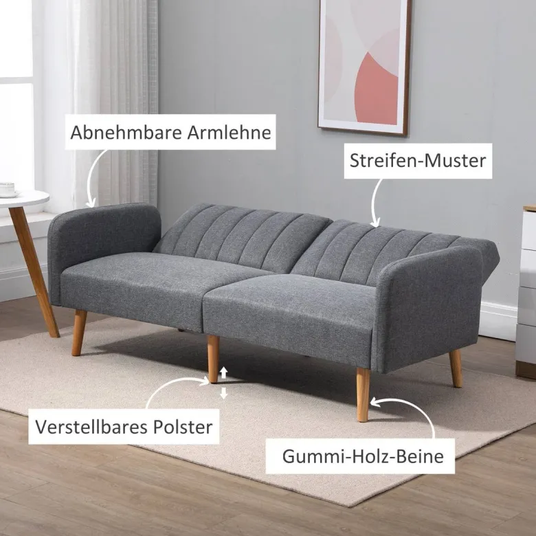 Schlafsofa 839-214GY grau B/H/T: ca. 173x73x75 cm