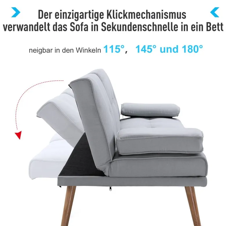 Schlafsofa 833-663 hellgrau B/H/T: ca. 181x78x77 cm