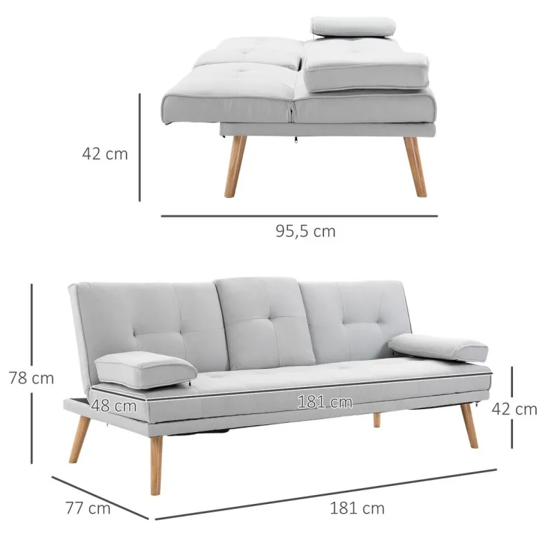 Schlafsofa 833-663 hellgrau B/H/T: ca. 181x78x77 cm