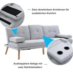 Schlafsofa 833-663 hellgrau B/H/T: ca. 181x78x77 cm