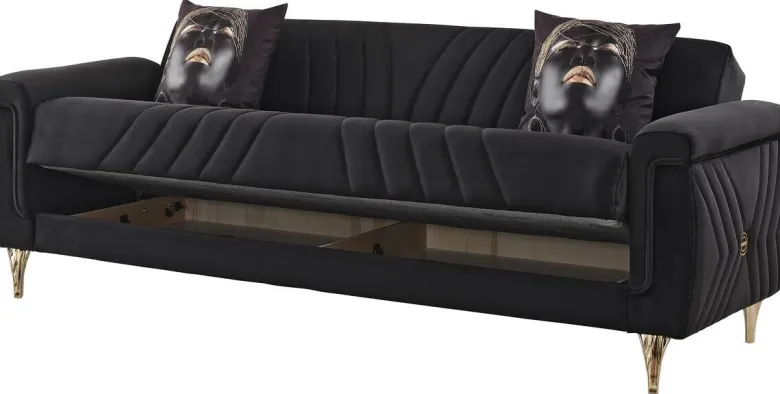 Schlafsofa Lozan schwarz Microfaser B/H/T: ca. 230x86x84 cm