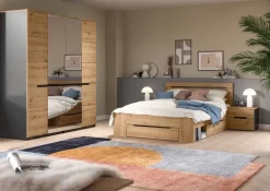 Schlafzimmer CANU, Set basaltgrau Artisan Nachbildung