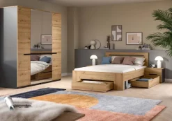 Schlafzimmer CANU, Set basaltgrau Artisan Nachbildung
