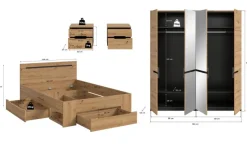 Schlafzimmer CANU, Set basaltgrau Artisan Nachbildung