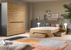 Schlafzimmer CANU, Set basaltgrau Artisan Nachbildung