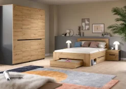 Schlafzimmer CANU, Set basaltgrau Artisan Nachbildung