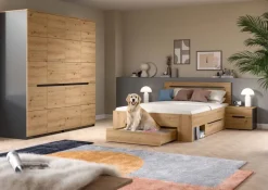 Schlafzimmer CANU, Set basaltgrau Artisan Nachbildung
