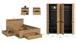 Schlafzimmer CANU, Set basaltgrau Artisan Nachbildung