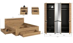 Schlafzimmer CANU, Set basaltgrau Artisan Nachbildung