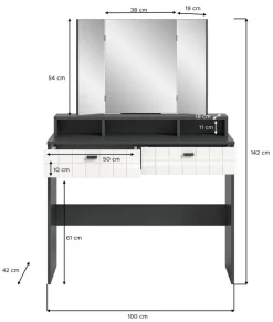 Schminktisch Monte anthrazit B/H/T: ca. 100x142x42 cm