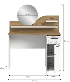 Schminktisch Vanity weiß B/H/T: ca. 110x135x46 cm