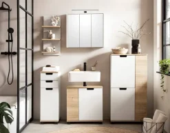 Schrank Emmik weiß matt Eiche Eiche weiß Nachbildung B/H/T: ca. 30,3x88,1x32,6 cm