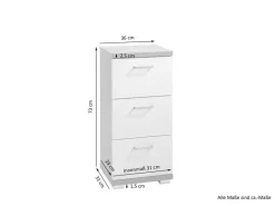 Schrank NEBRASKA Eiche Nachbildung weiß Hochglanz silber verchromt B/H/T: ca. 35x74x31,5 cm
