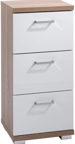 Schrank NEBRASKA Eiche Nachbildung weiß Hochglanz silber verchromt B/H/T: ca. 35x74x31,5 cm