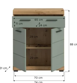 Schrank Scout Eiche Artisan Nachbildung salbei Nachbildung B/H/T: ca. 74x88x31 cm
