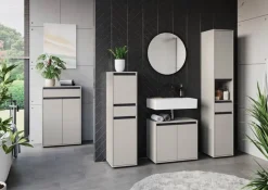 Schrank 2201-186 steingrau B/H/T: ca. 33x121x34 cm