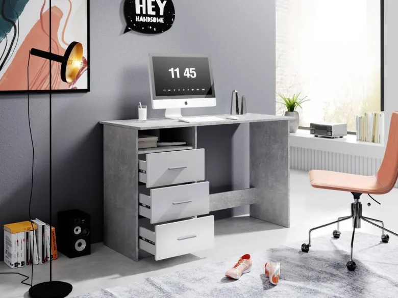 Schreibtisch Adria Beton Optik weiß B/H/T: ca. 123x77x50 cm