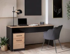 Schreibtisch Aino Eiche Artisan Nachbildung schwarz B/H/T: ca. 150x74x65 cm