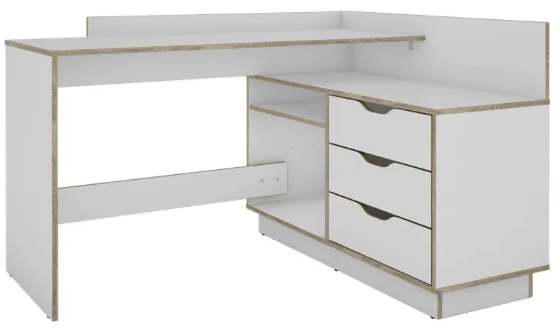 Schreibtisch BELFAST weiß Eiche Sonoma Nachbildung B/H/T: ca. 129x83,5x105 cm