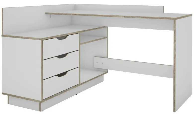 Schreibtisch BELFAST weiß Eiche Sonoma Nachbildung B/H/T: ca. 129x83,5x105 cm