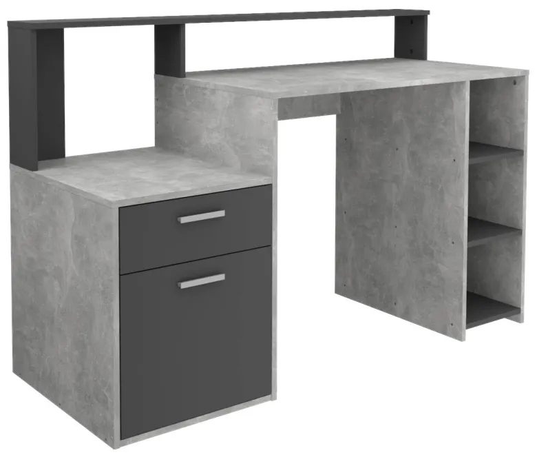 Schreibtisch Beton Optik anthrazit B/H/T: ca. 139x92x54 cm