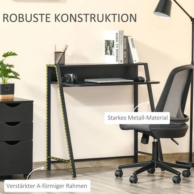 Schreibtisch 836-055BK schwarz B/H/T: ca. 84x85x45 cm