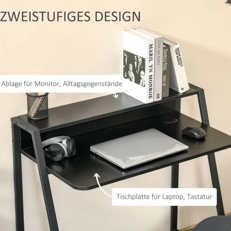 Schreibtisch 836-055BK schwarz B/H/T: ca. 84x85x45 cm