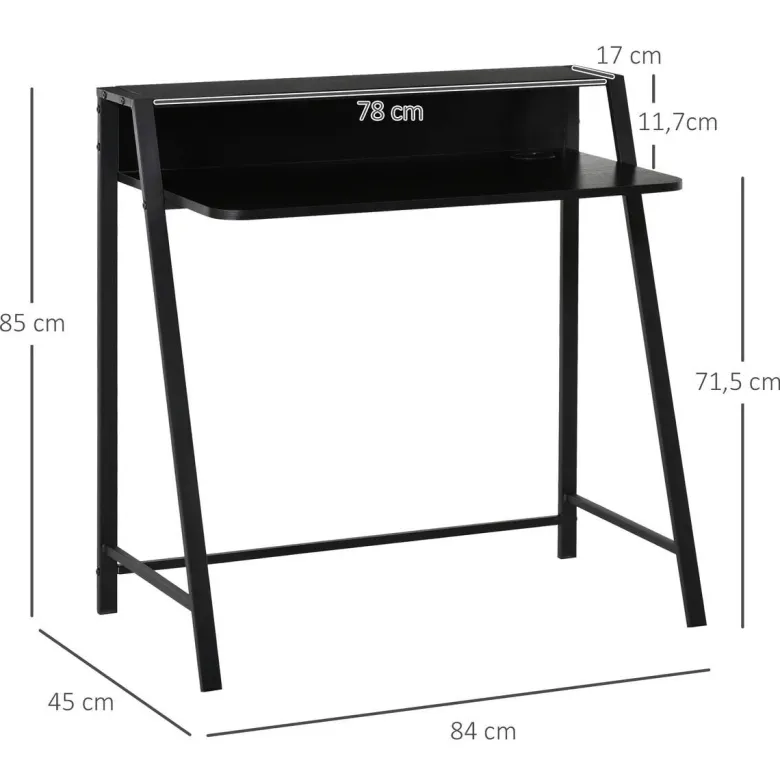 Schreibtisch 836-055BK schwarz B/H/T: ca. 84x85x45 cm