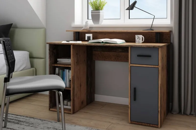 Schreibtisch DIEGO Eiche Old Wood Nachbildung anthrazit
