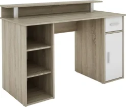 Schreibtisch DIEGO Eiche Sonoma Nachbildung weiß silber B/H/T: ca. 120x88x55 cm