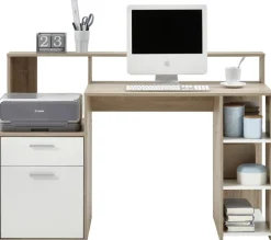 Schreibtisch Eiche Sonoma Nachbildung weiß B/H/T: ca. 139x92x54 cm