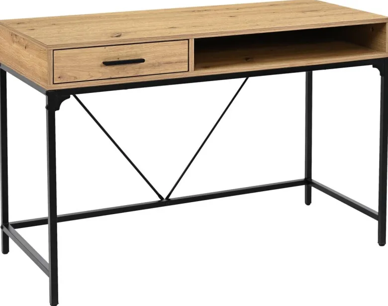 Schreibtisch Faya Eiche Artisan Nachbildung schwarz B/H/T: ca. 110x75x48 cm
