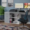 Schreibtisch Gamer hellgrau matt weiß matt B/H/T: ca. 160x92x115 cm