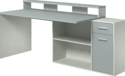 Schreibtisch Gamer hellgrau matt weiß matt B/H/T: ca. 160x92x115 cm